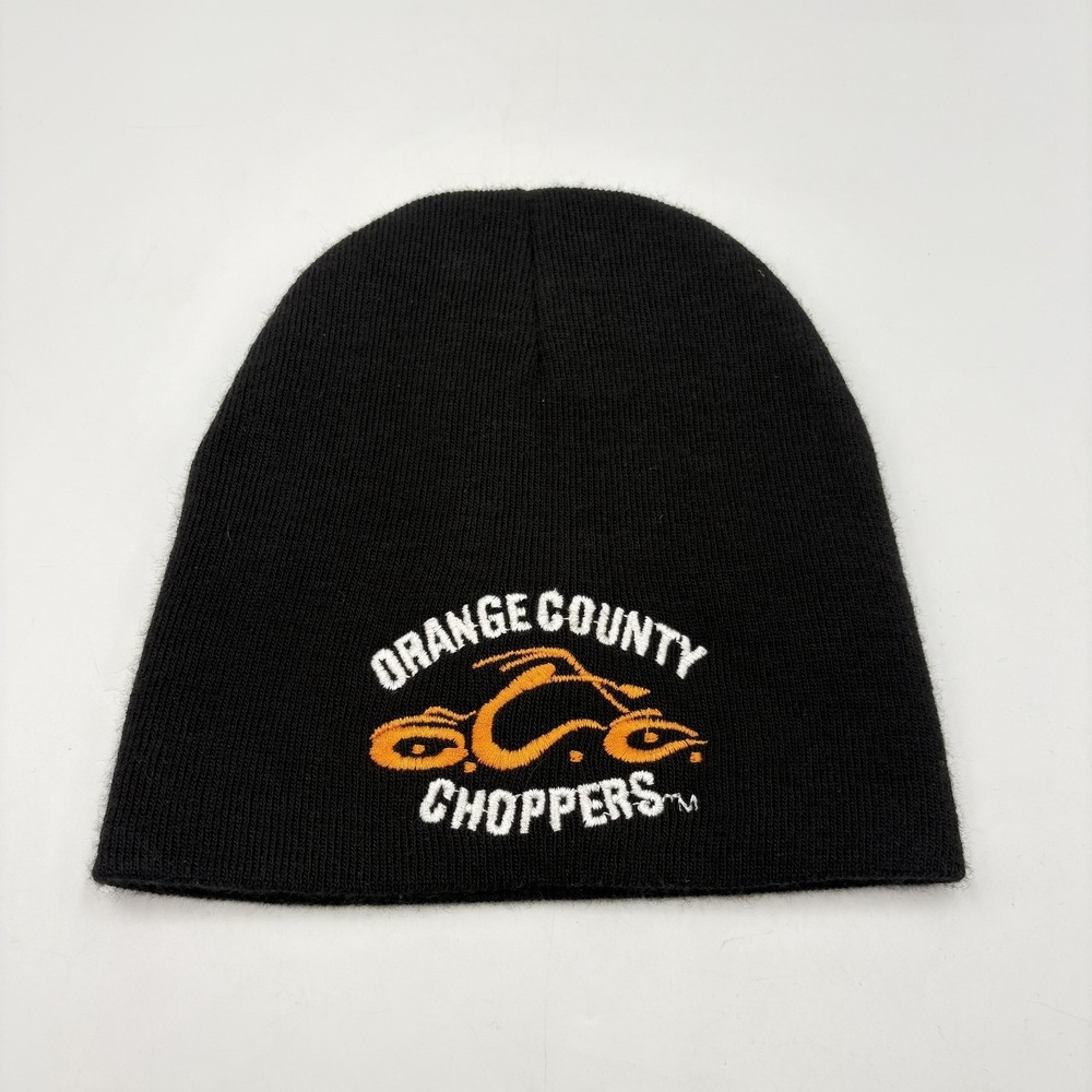 VTG Orange County Choppers Hat Beanie Black Knit Made USA Motorcycle One Size